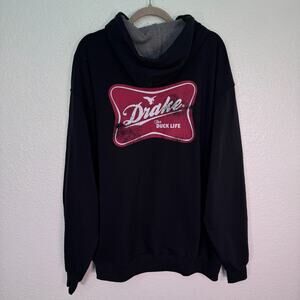 Drake Waterfowl Hoodie Men XL Drake Life Graphic Pullover Black Soft Sweater NEW